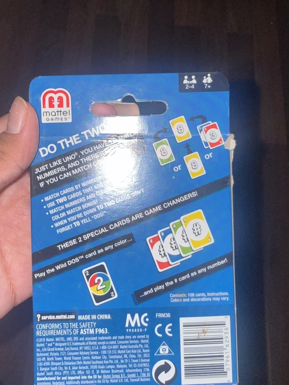 Mattel DOS Card Game - Blue & Yellow Box with Multicolor Cards